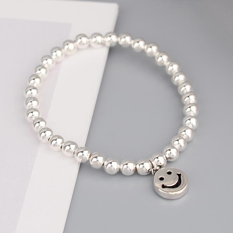 Retro Simple Smile Smile Bracelet Female Personality Smiley Face Round Bead Chain Trend Fresh Jewelry