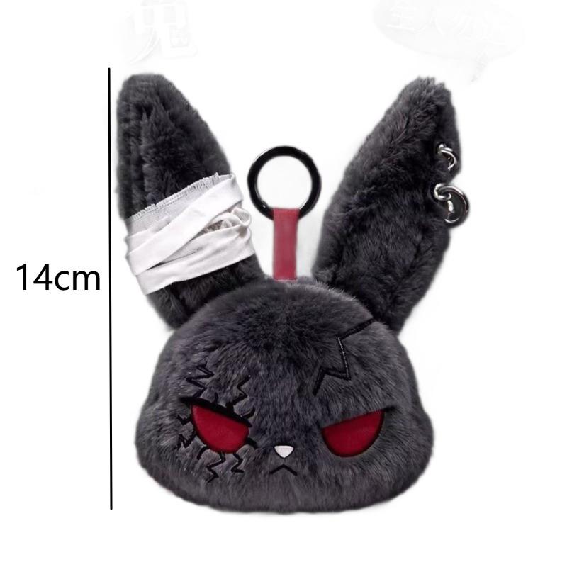 1Pcs Gothic Plush Rabbit Keychain With Soft Fluffy Texture And Cool Punk Design Perfect For Bag Decoration And Gifting