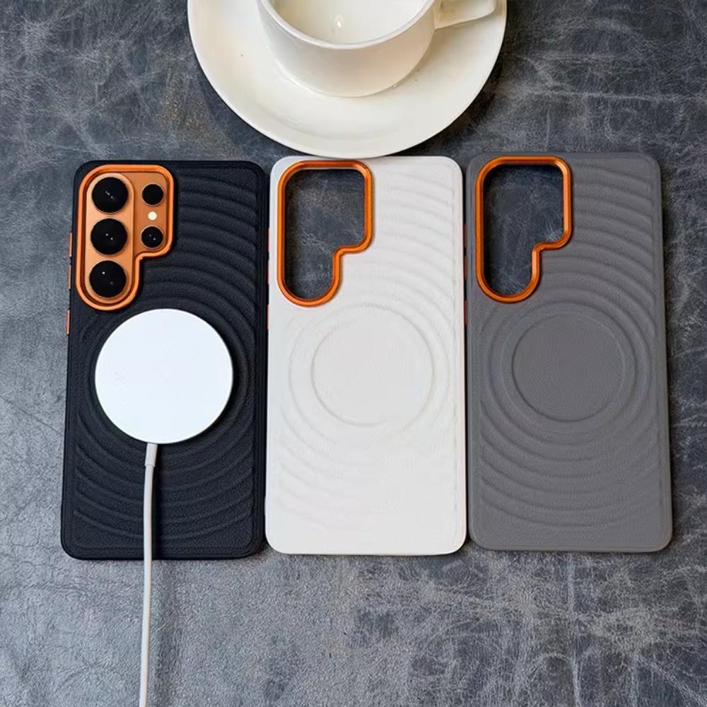 Fashion Ripple Non Slip Magnetic Hard PC Case For Samsung Galaxy S26 Ultra Plus Edge Metal Lens Protective Cover S26Plus Shell