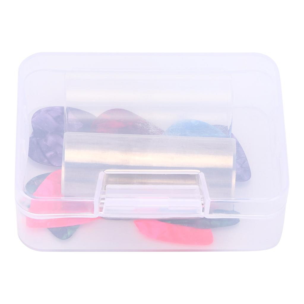 2Pcs Guitar Slide Stainless Steel Glass Tuning Bar with Celluloid Picks Playing Accessories