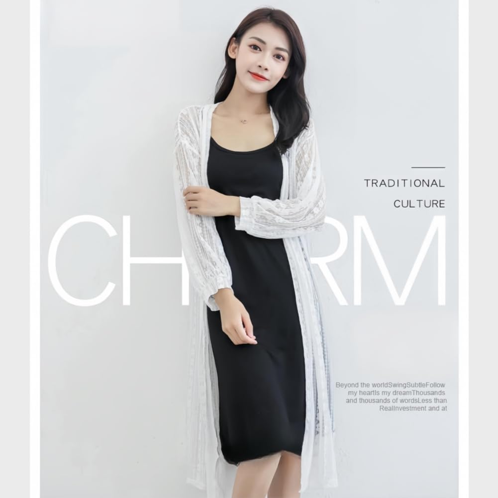 Meishang Langärmeliges Baumwoll-Rundhals-Damen-Camisole ohne Körbchen, Unterwäsche, Mischung, Träger, Kordelzug, Hals, Stretch, Schlicht, Farbe, (Schwarz, L)