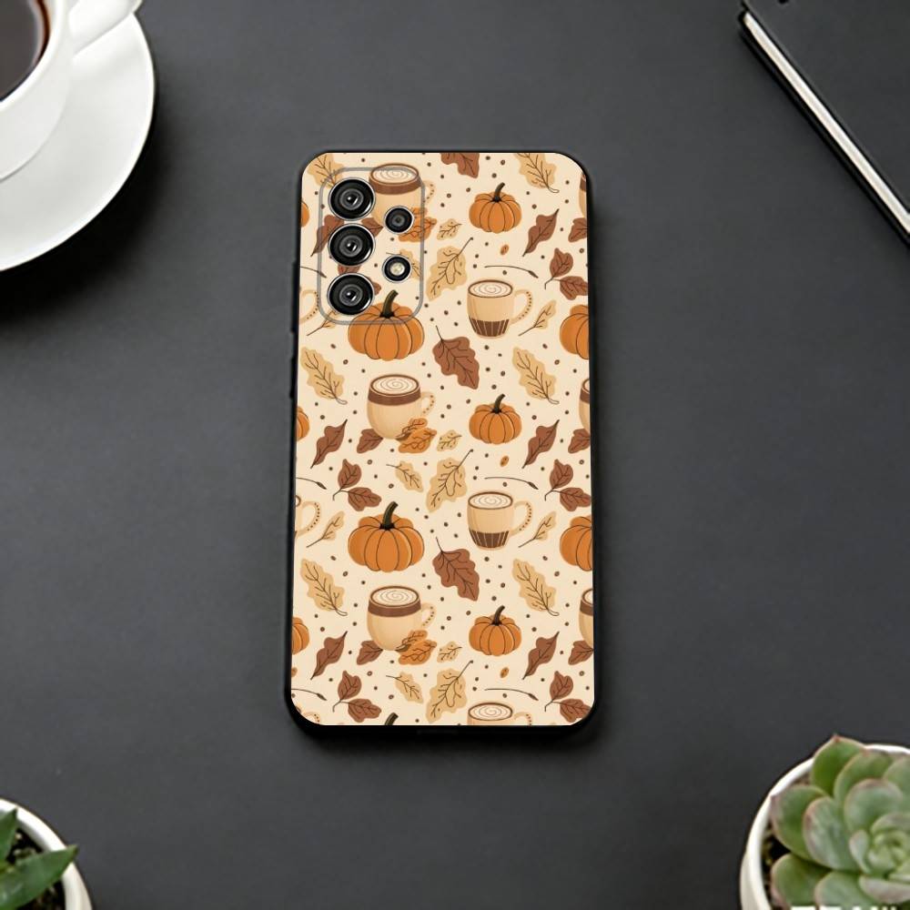 Autumn leaves P-pumpkin Phone Case For Samsung S25,S24,S21,S22,S23,S30,Ultra,S20,Plus,Fe,Soft Silicone Black Cover
