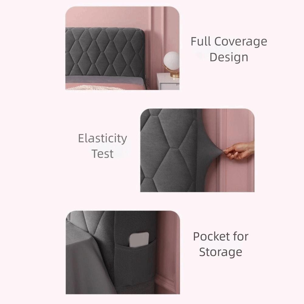 Simple Velvet Quilted Bed Head Cover Thickened Resilient Bed Back Protector Cover Soft Dustproof Bedside Cover Girl Bedroom