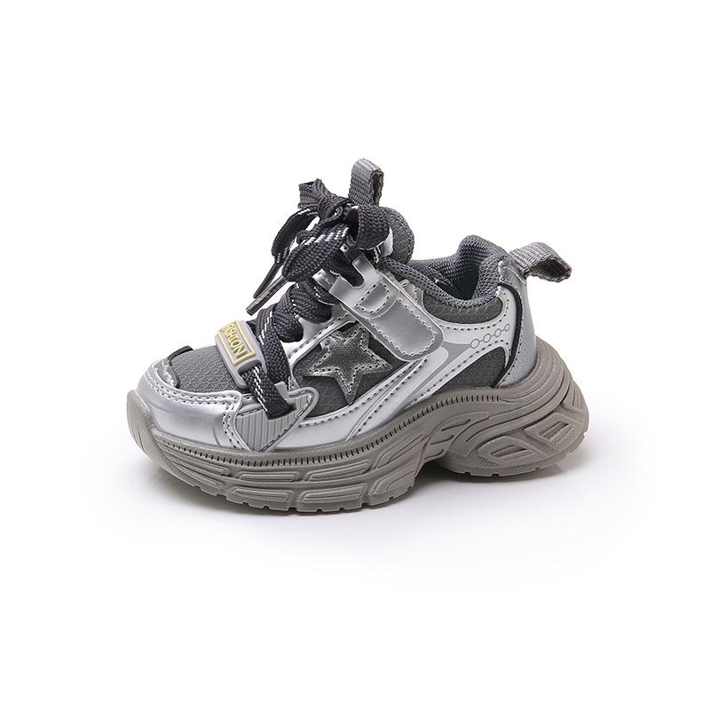 

Мужские кроссовки dad shoes сетчатые дышащие осенние новые детские легкие повседневные кроссовки для девочек на мягкой подошве нескользящие спортивные туфли 25 yards inner length 15.5 серый