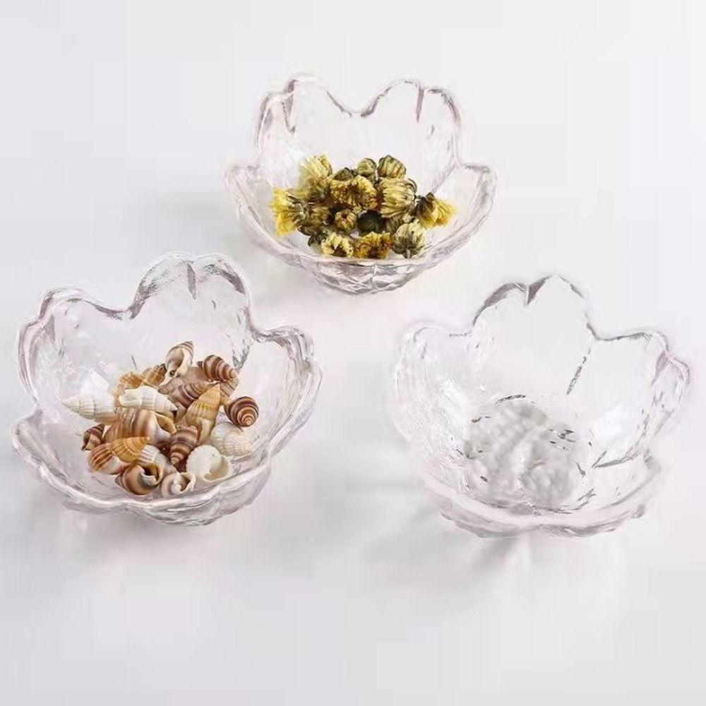 Gold Inlay Glass Sakura Disc Japanese Flower Candle Holder Modern Sauce Bowl Ice Cream