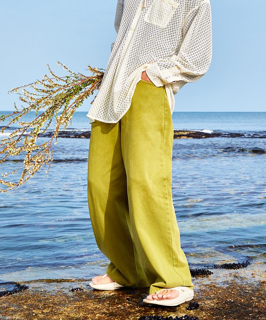 Odeoakaibeu Unifit Newtro Wide Denim Pants Moss