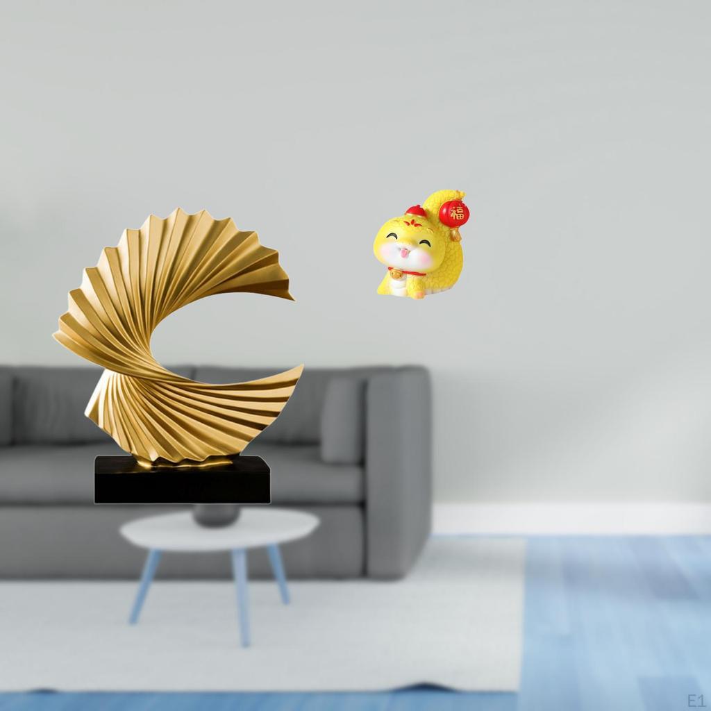 Wave Snake Statue Resin Figurine Abstract Artwork Decorative Ornament for Bedroom Living Room Shelf