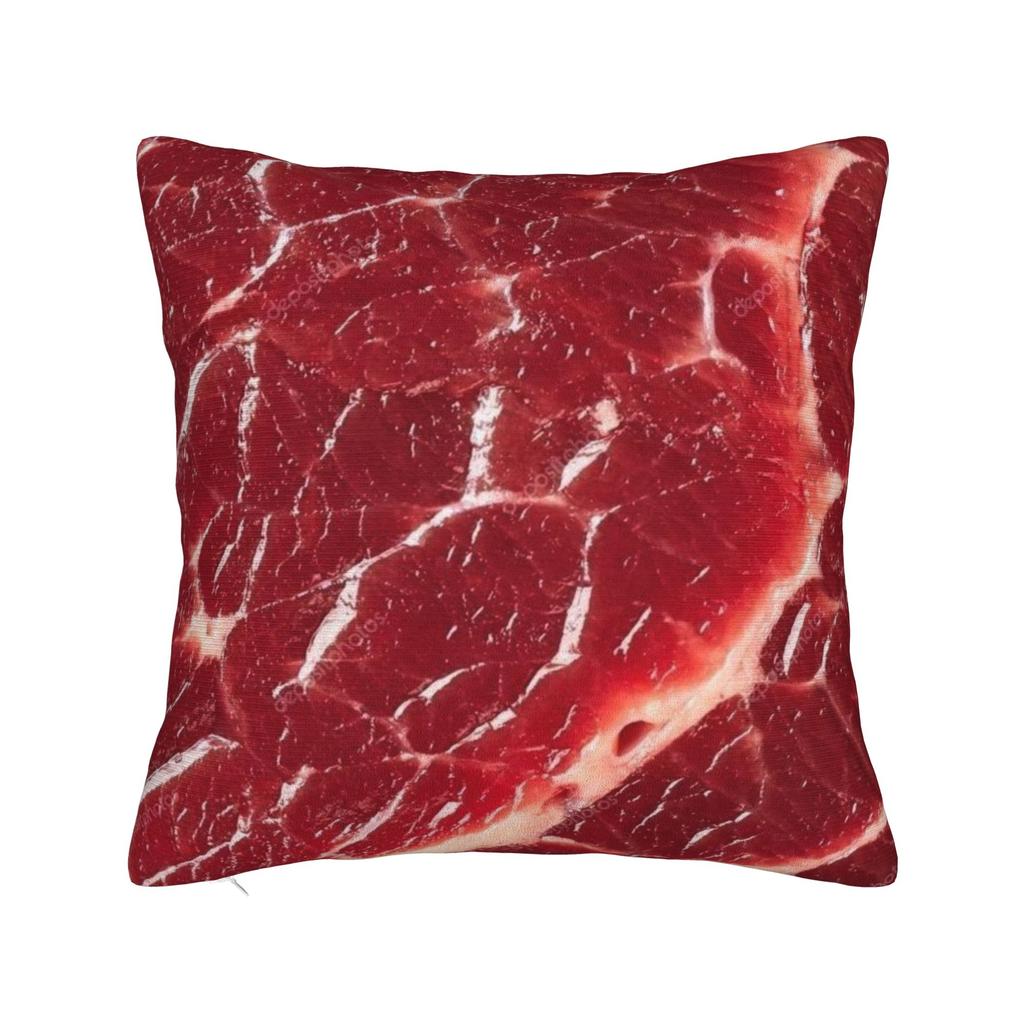 Funny Meat Pattern Beef Pillowcase Merch Printing Cushion Cover Throw Pillow Cover Seat Decor Square Multi-Size