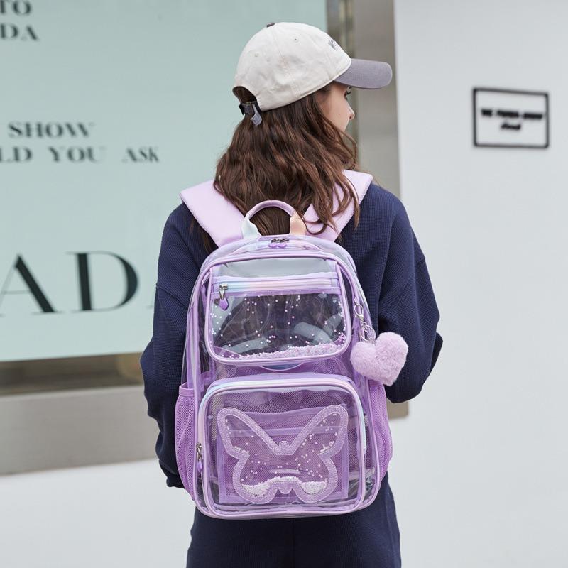 Rucsac școlar transparent Rucsac școlar primar Rucsac pentru fată de gimnaziu Rucsac ușor impermeabil