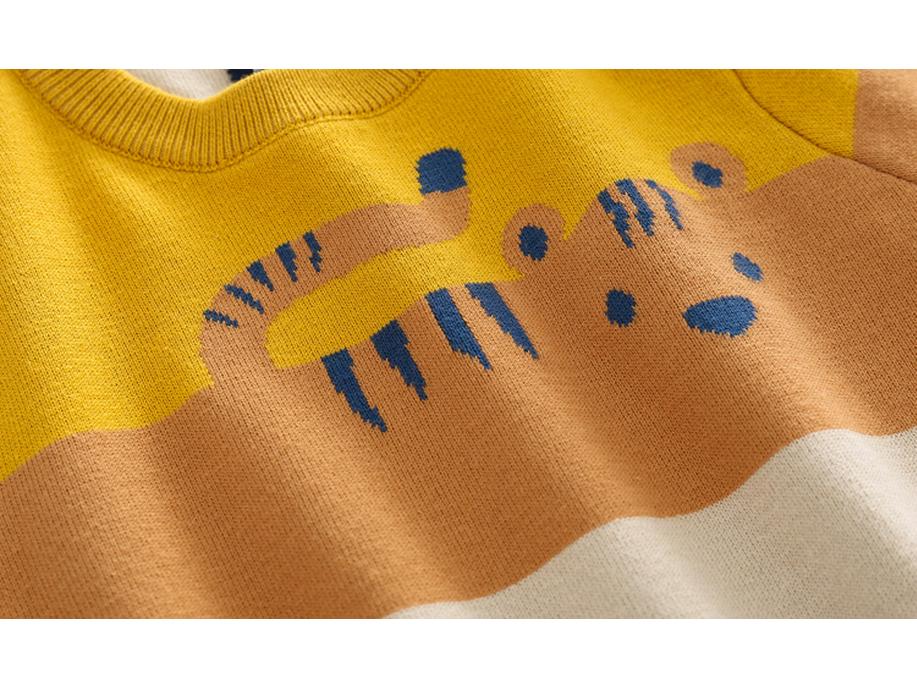 Tengyun Pigeon Kids' Double-Layer Sweater - European & American Style, Boys' Abstract Cartoon Jacquard, Autumn 2025 Collection.