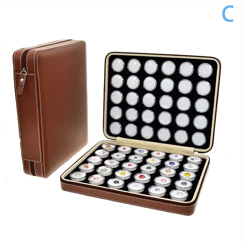 

Коробка для демонстрации ювелирных изделий из рассыпных драгоценных камней, органайзер для бисера, контейнер, круглая коробка для драгоценных камней, PU кожа, кейс для хранения и переноски для выставки бриллиантов