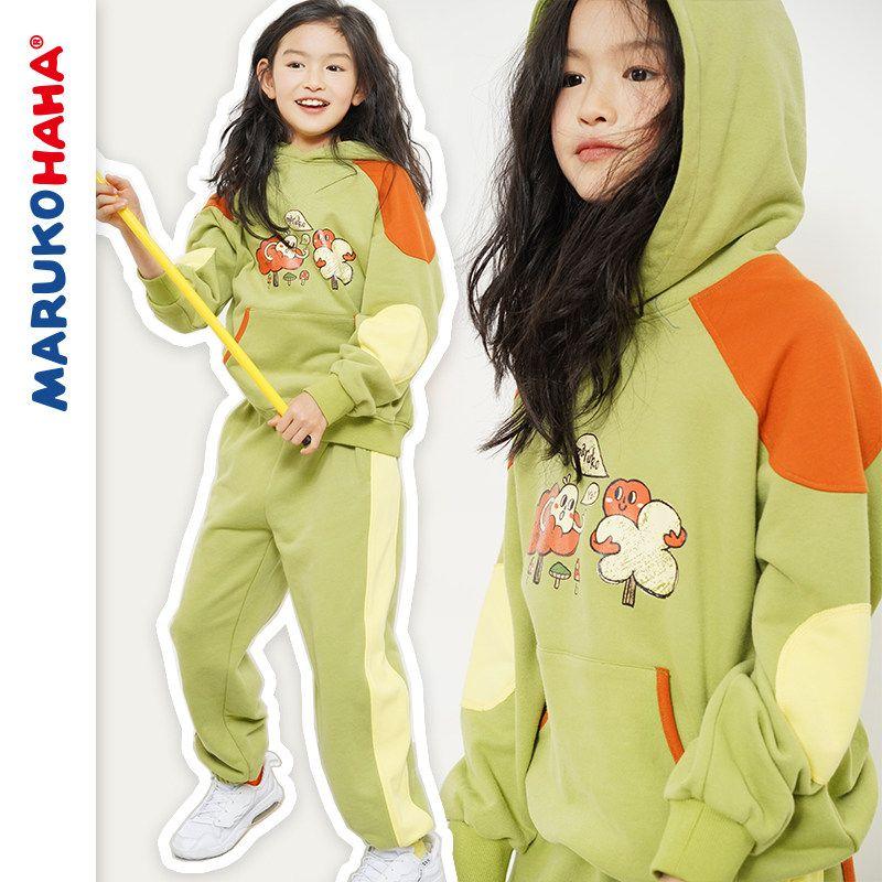 Cute Patchwork Sweater Set Children and Teens Hooded