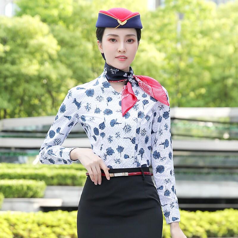 Trolman Women s Floral Long-Sleeved Professional Work Shirt M