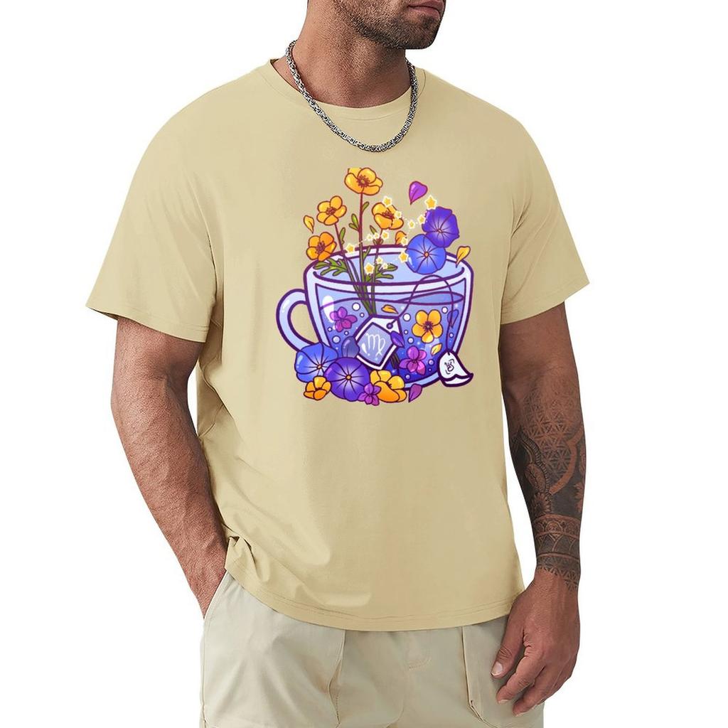 Virgo Zodiac Teacup T-Shirt Graphic Tee Shirt Blacks Anime Stuff Cheap Stuff Graphic T Shirts Men