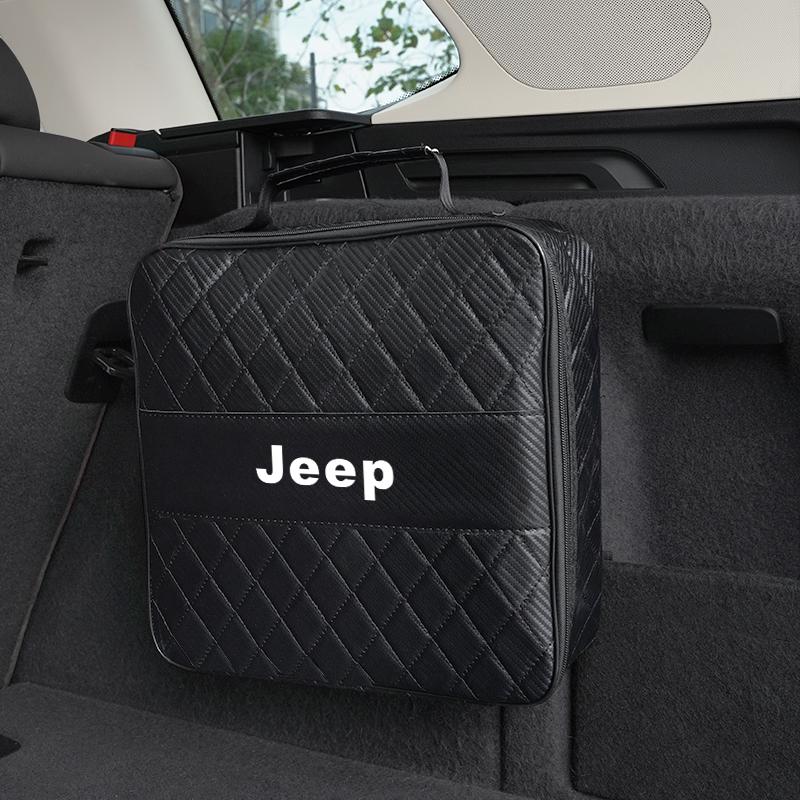 Car Storage Box Charging Gun Leather Bag Accessories For Jeep Grand Cherokee Wrangler JK Gladiator Compass Renegade Wagoneer AMU1