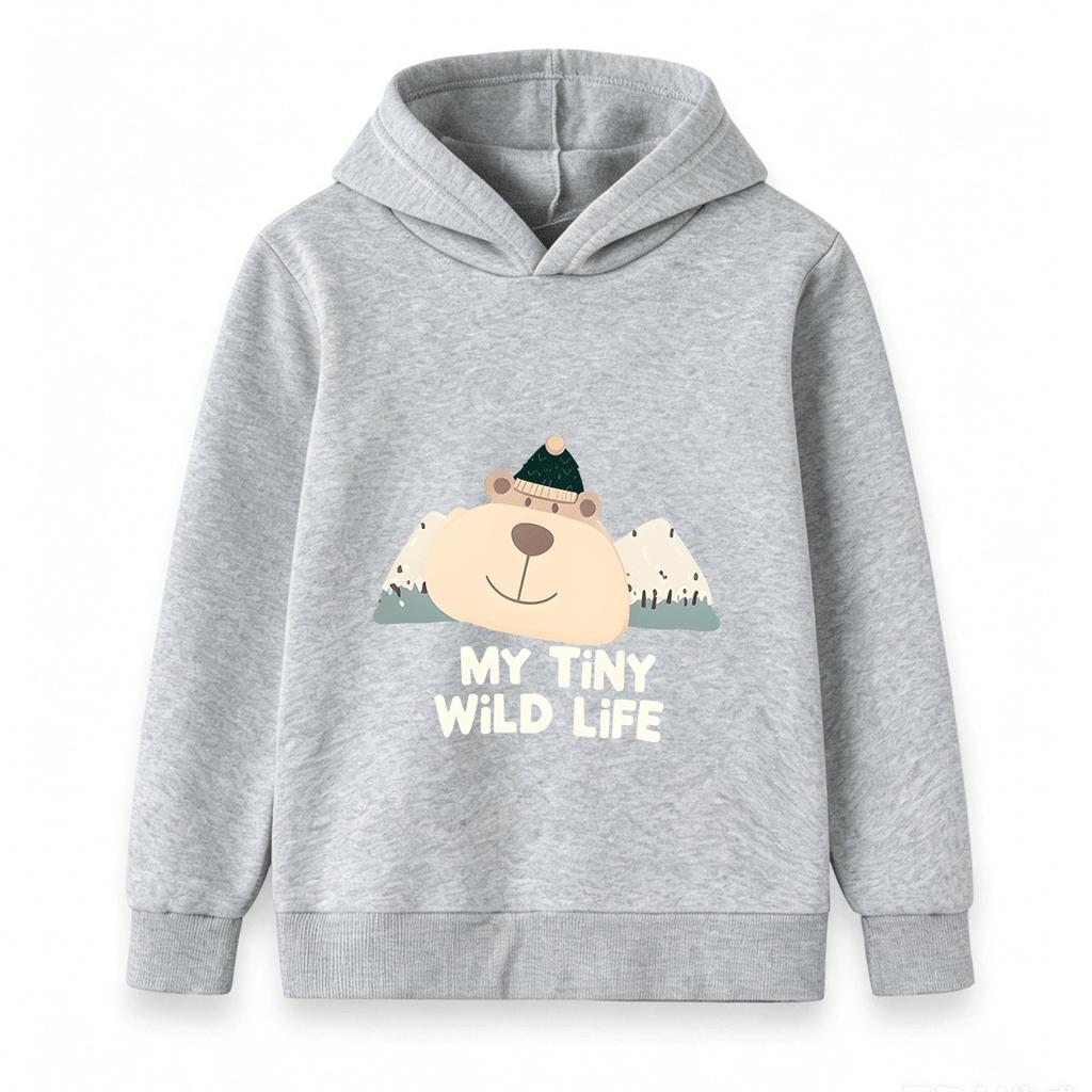 Toddler Kids Boys Girls 100% Cotton Crew Neck Short Sleeve T-Shirt, Cute Cartoon Bear My Tiny Wild Life Print Casual Soft Breathable Summer Tee for Li