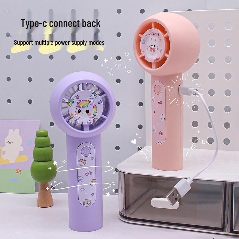 Smart High-Speed Cartoon Handheld Mini Fan - USB Rechargeable, Portable Electric Fan for Summer, Custom Logo Available