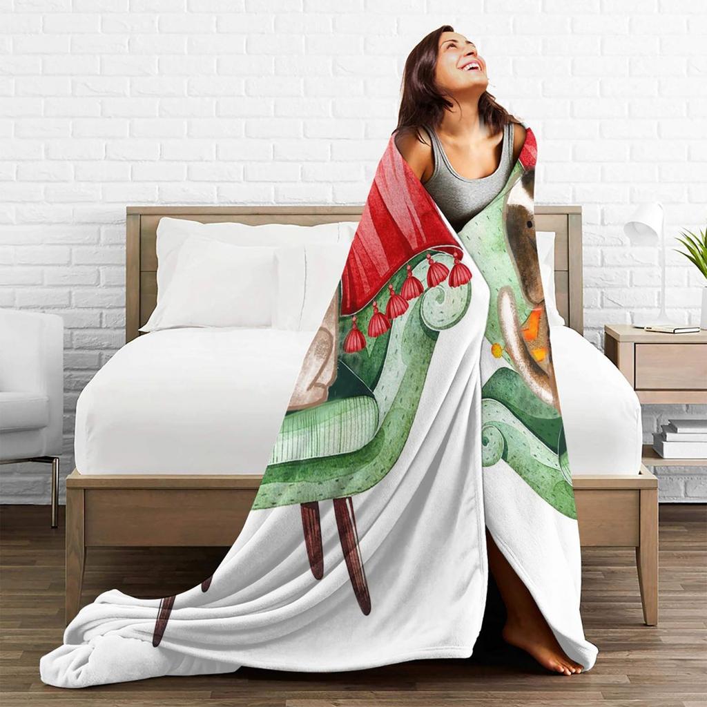Happy Couch Dog Cute Beagle Blanket Soft Warm Flannel Throw Blanket Bedding for Bed Living room Picnic Travel Home Couch