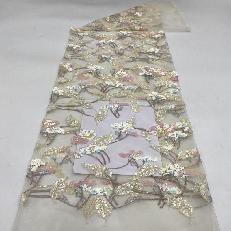 New Colorful Embroidery+2/4/3/5MM Sequin Fabric Women's Skirt Shirt Suspender Evening Dress Cheongsam Glitter Fabric 100x150cm