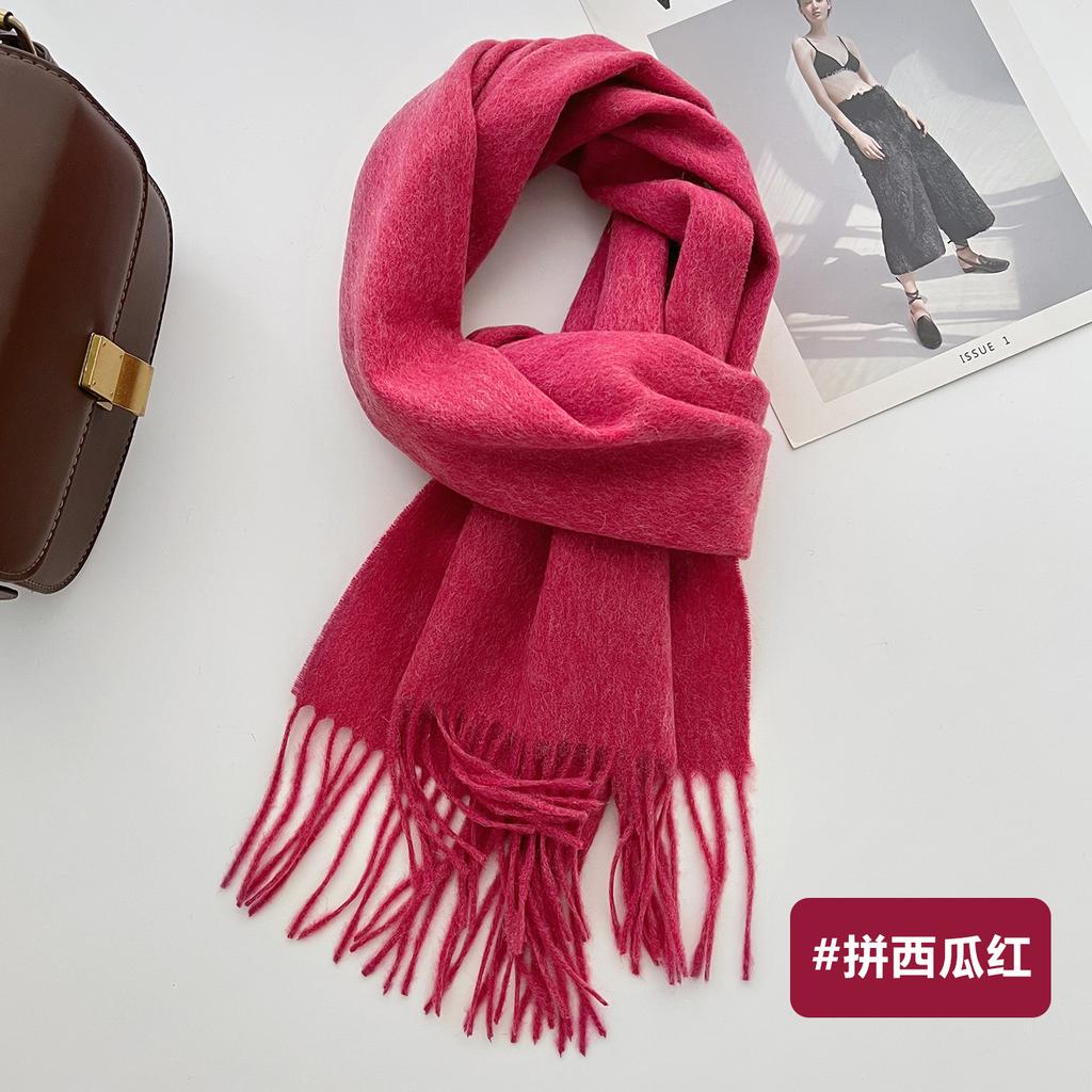 New solid color wool scarf autumn and winter versatile warm scarf couple atmosphere shawl