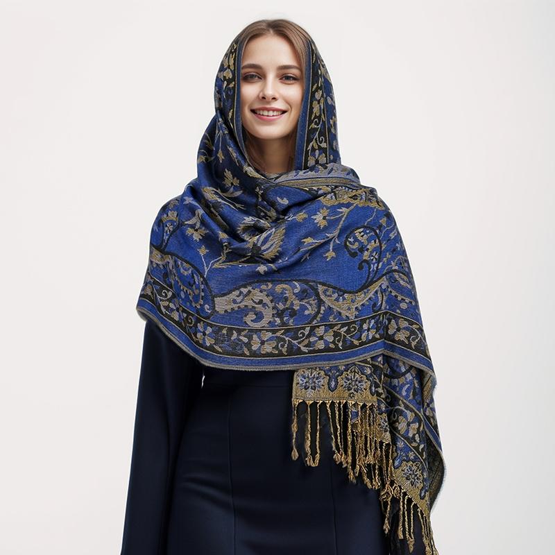 Bohemia Pashmina Hijab Scarf Long Muslim Cashmere Shawl Female Foulard Soft Turban Head Wraps For Women Headband Luxury