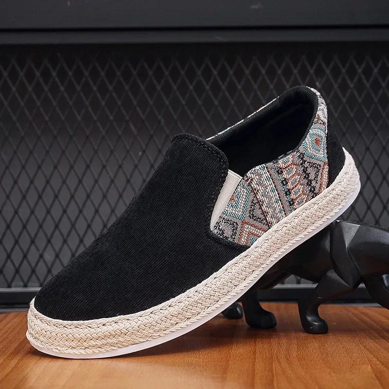 

Мужские лоферы, летняя обувь, мужская новая модная парусиновая обувь, мягкая и удобная обувь из флоковой замши на плоской подошве, мужская повседневная вулканизированная обувь 44