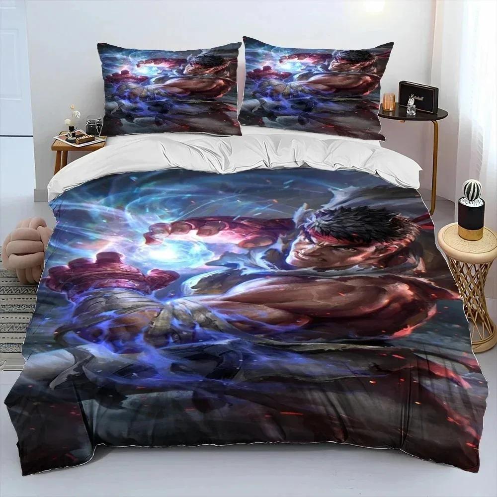 3D Print Street Fighter Retro Game Bedding Set Duvet Cover Bed Set Quilt Cover Pillowcase Comforter King Queen Size Boys Adult