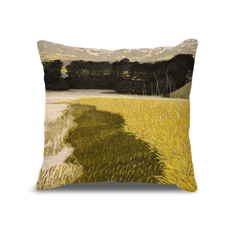 

Картина на доске Масляная живопись Стиль Льняная наволочка Пейзаж Осенний пейзаж Цифровая печать Чехол для спинки Диванная подушка 45 * 45 without core