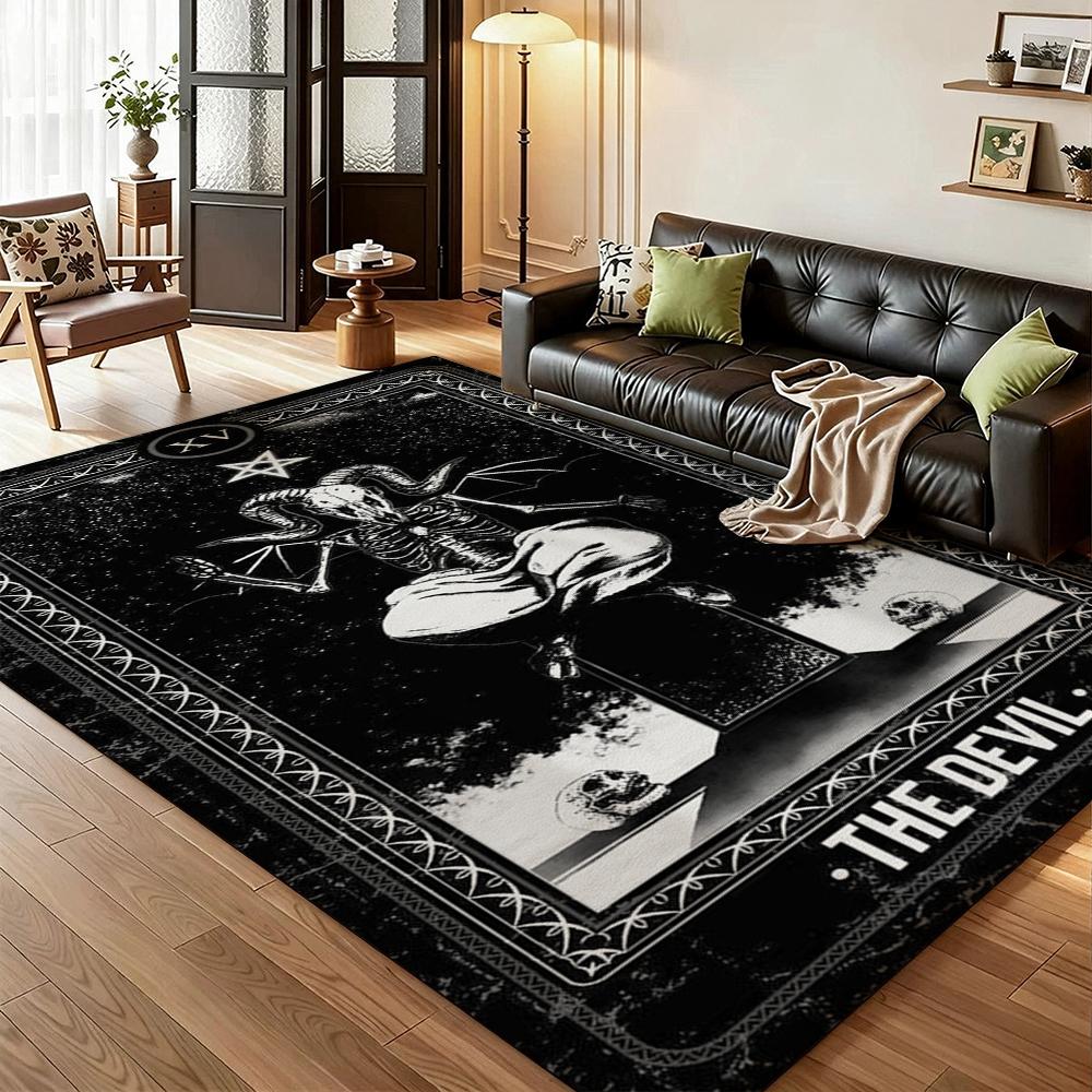 Dark Baphomet Pentagram Art Indoor Rug Soundproof Shockabsorbing Carpet For Office Study Home Decor Memorial Gift