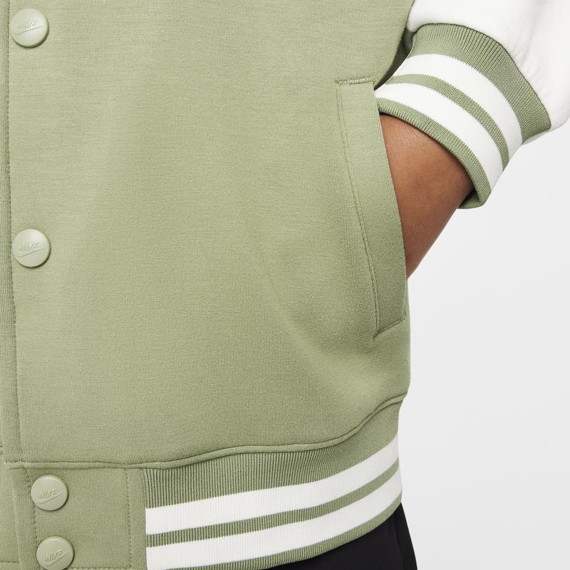 Nike Jacket College Style Baseball Knit Single-Breasted Kids Jackets Oil-Green HQ7953-386