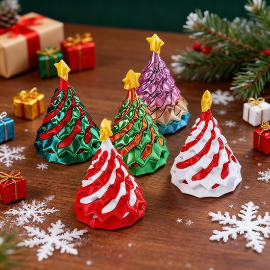 3D Printed Spiral Christmas Tree Toy Impossible Passthrough Sculpture Vortex Thread Illusion Stress Relief Kids Adults Mini Spiral Cone Fidget Toy