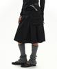Place Studio Essential Button Pocket Belted Layered Asymmetrical Pleated Midi Skirt _3 Colors