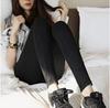 Spring Autumn Slim Fit Mid-Waist Women's Skinny Blue Elastic Jeans