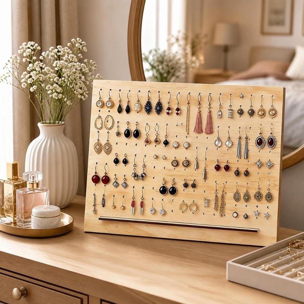 With Base Jewelry Storage Rack Porous Jewelry Display Board Earring Holder Dressing Table