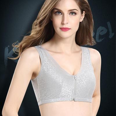 Soutien-gorge à fermeture éclair sur le devant en dentelle pour femme, grande taille, collection de poitrine latérale sexy, sans anneau en acier, fin, froncé.