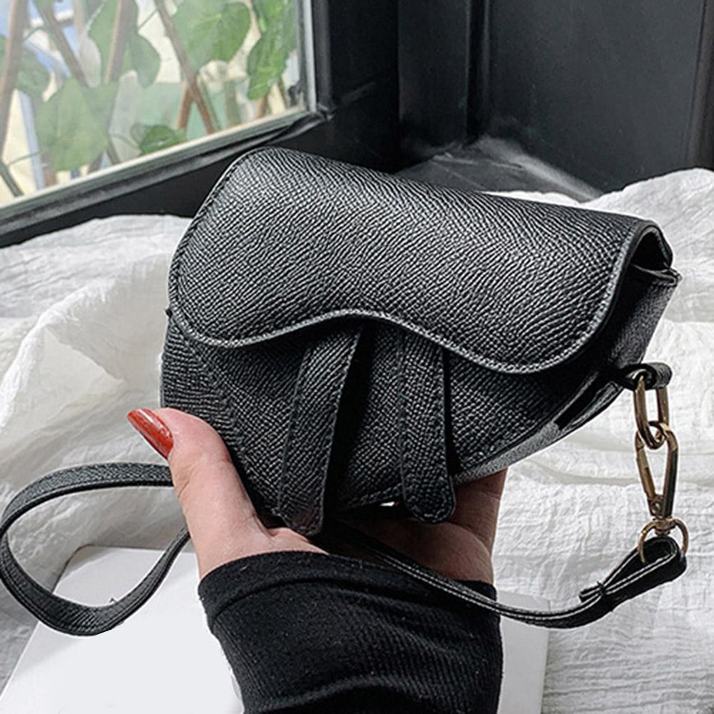 Women's Mini Saddle Bag Hasp Zipper Messenger Bag Solid Color Casual Small Handbag