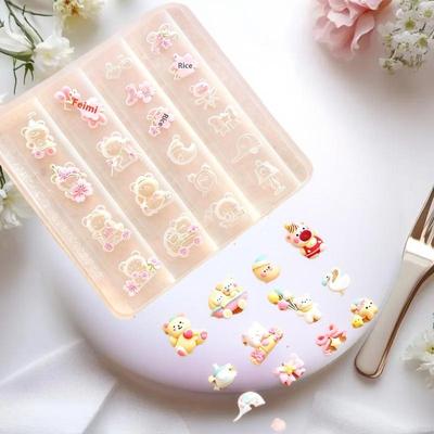 1/2/3Pcs Attractive 3D Cartoon Bear Silicone Mold for Nail Art, DIY Creative Decor, Transparent Silicone Nails Mold
