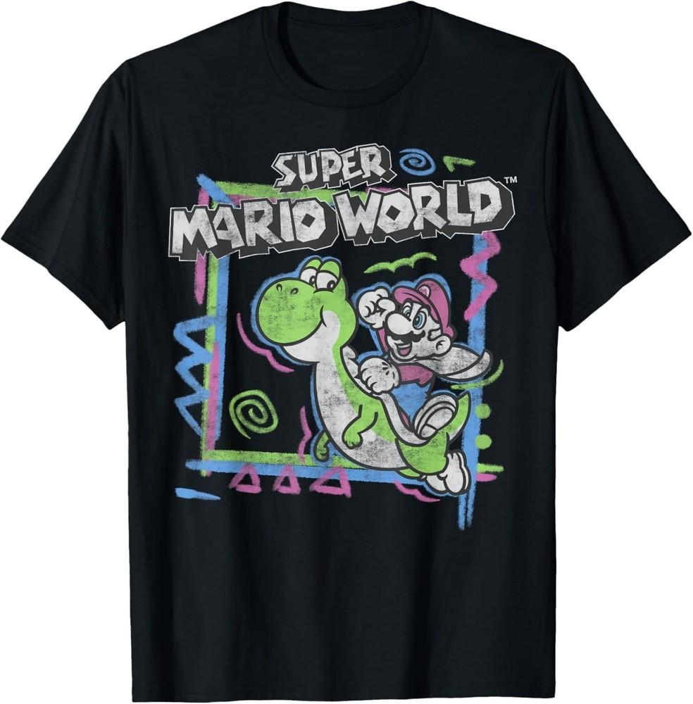 Super Mario World 90s Neon Abstract Nintendo Yoshi Ride T-Shirt