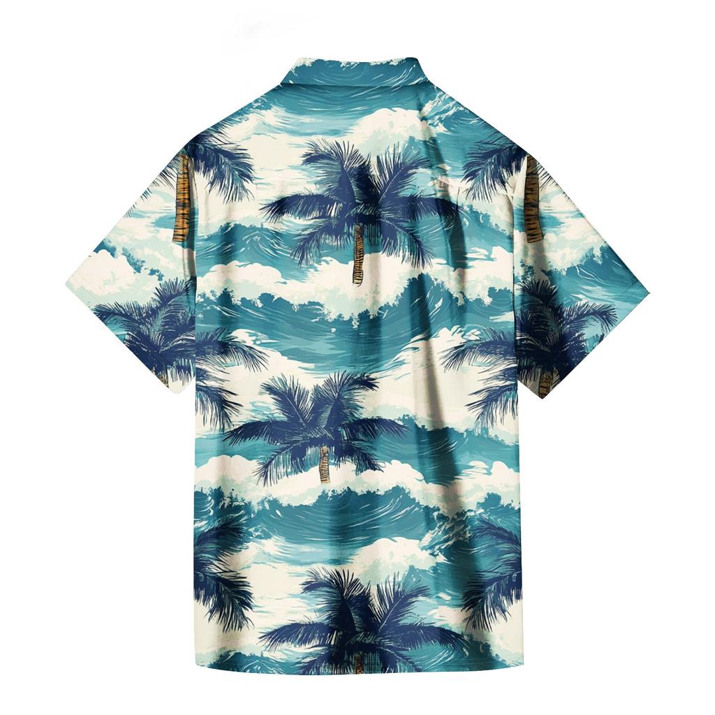 Herren Casual Kurzarmhemd Slim Fit Stilvoller Herren Hawaiian Print
