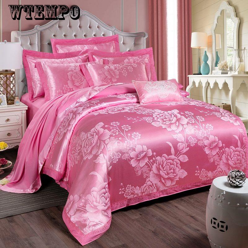 Buy Luxury Bedding Sets Jacquard Queen/King Size Duvet Cover Set Wedding Duvet Cover Bed Sheet