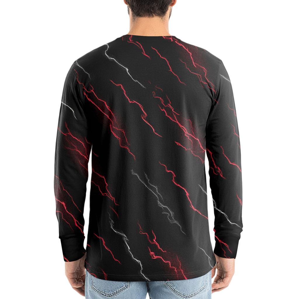 Pánské tričko s dlouhým rukávem s V-výstřihem, ležérní, módní, s potiskem