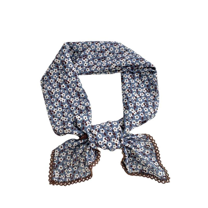 Women's silk scarves, square scarves, high-end retro flower scarves, headbands, decorative headscarves, summer women's pastoral hair accessories