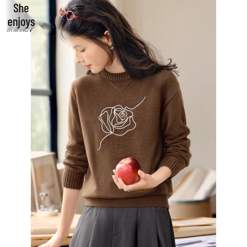 Women s Versatile Round Neck Knit Sweater M