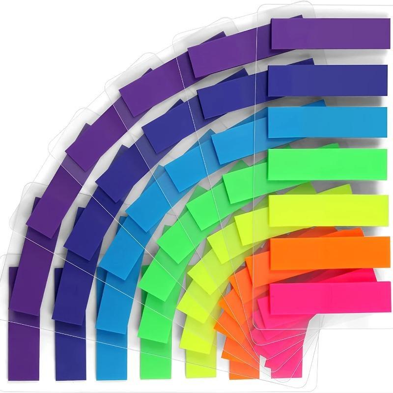 5pcs Rainbow Colorful Sticky Notes with 7 Color Index Tabs, 980 Pcs, Translucent Page Makers for Page Book