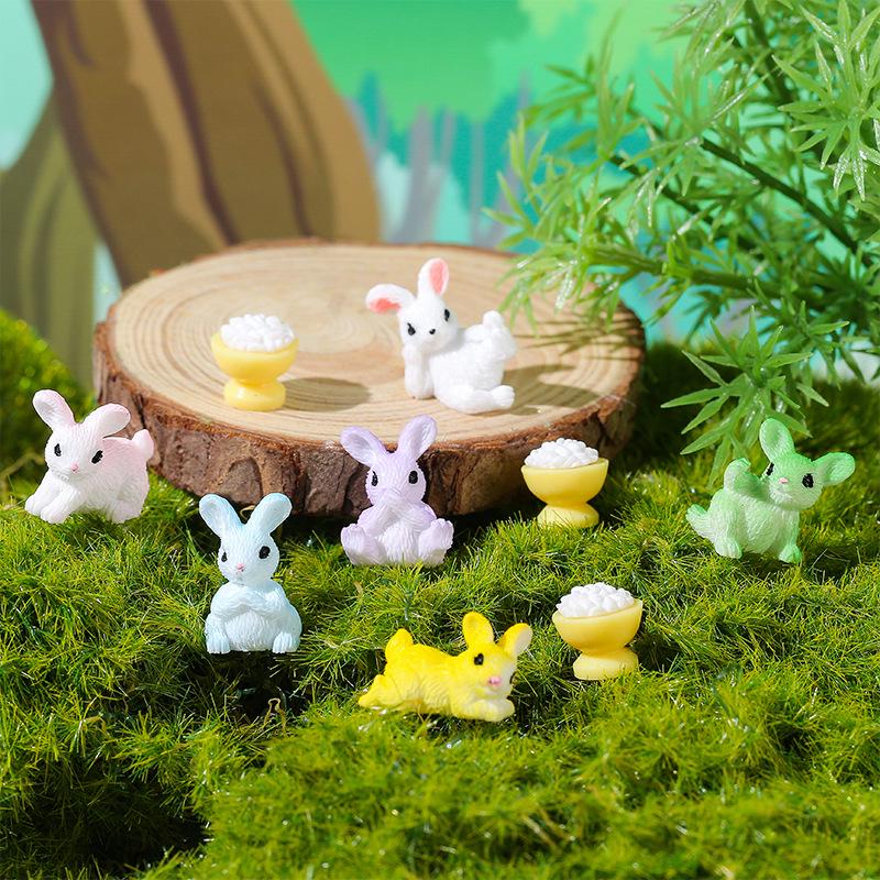 Rabbit Paradise: Cute Cartoon Rabbit Miniature Garden Ornaments - Colorful Resin Accessories & Crafts