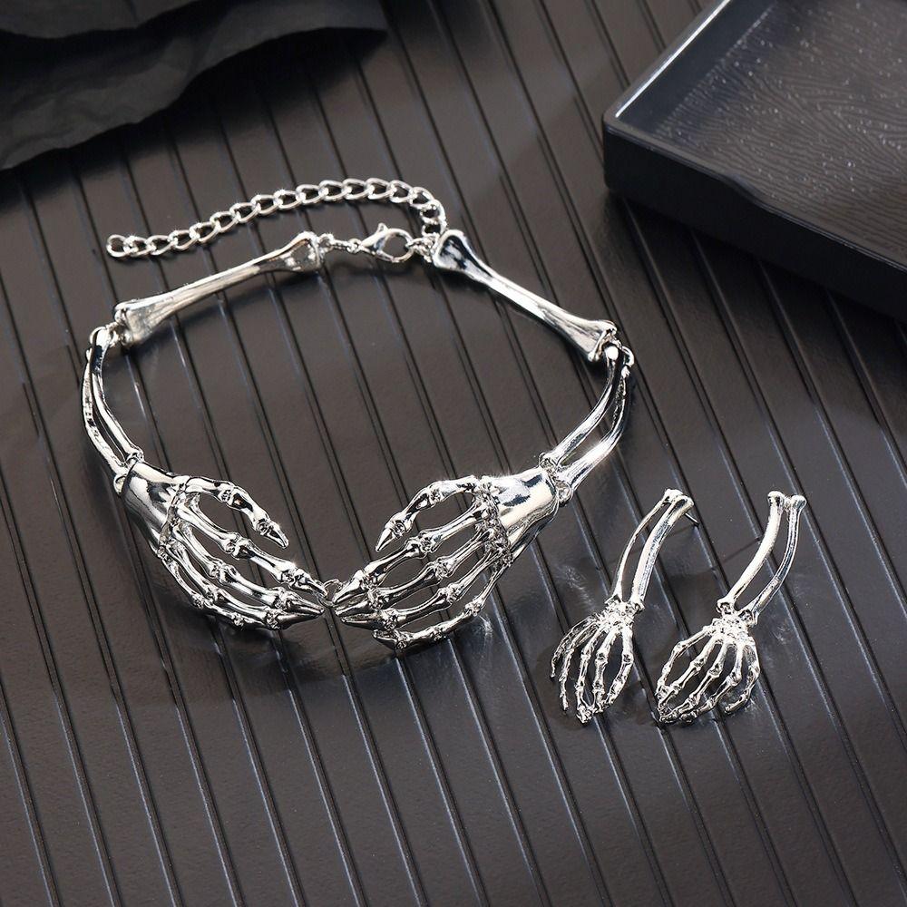 Hip Hop Chains Choker Earrings Set Gothic Punk Necklace Earring  Holiday Accessories