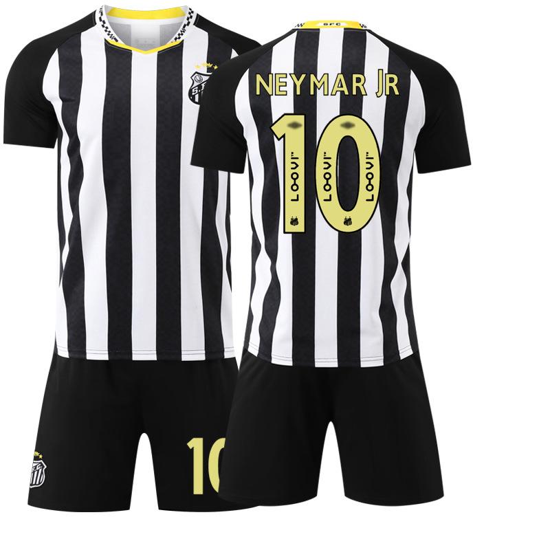 2526 jersey black striped new football jersey set version Brazilian club Santos away No. 10 Neymar #16