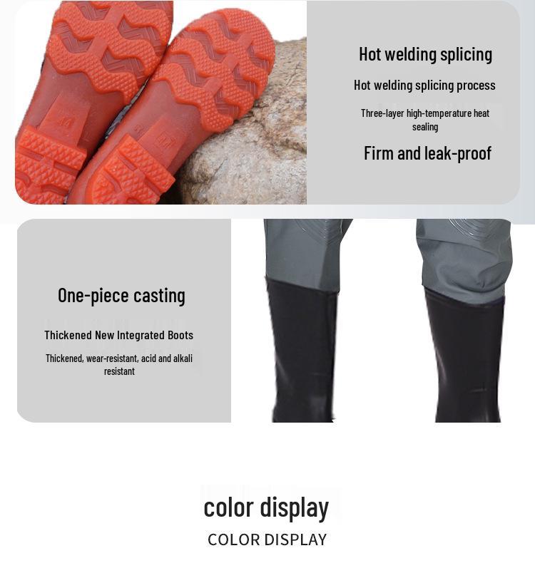 Heavy-Duty Waterproof Overalls: Thick, Wear-Resistant Half-Body Waders for Aquaculture.