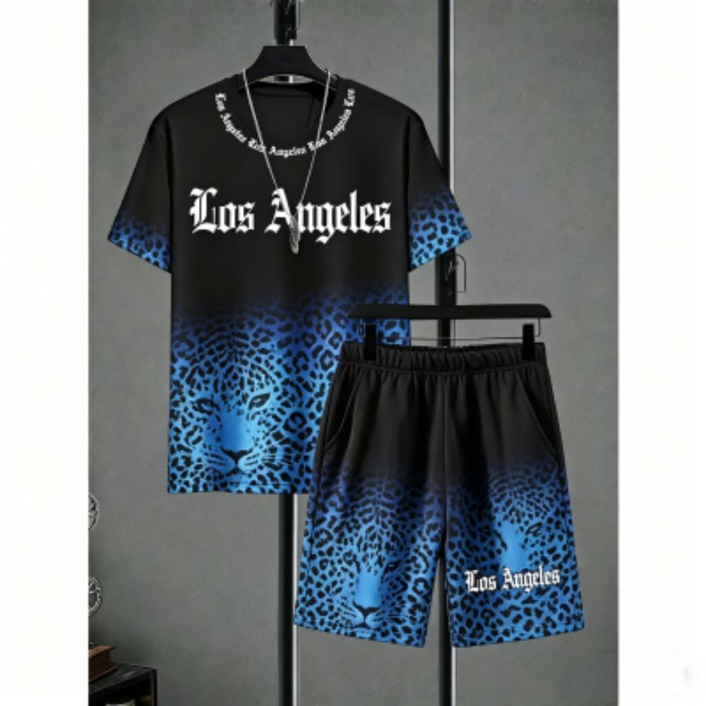 

Men s Set Leopard Printed Men s T-shirt and Shorts 2 Piece Set Summer Casual Outdoor Plus Size Men s and Women s T-shirt Sets XXS