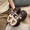Thickened Fleece-Lined Mary Jane Buckle Loafers - Retro College Style for Autumn & Winter
